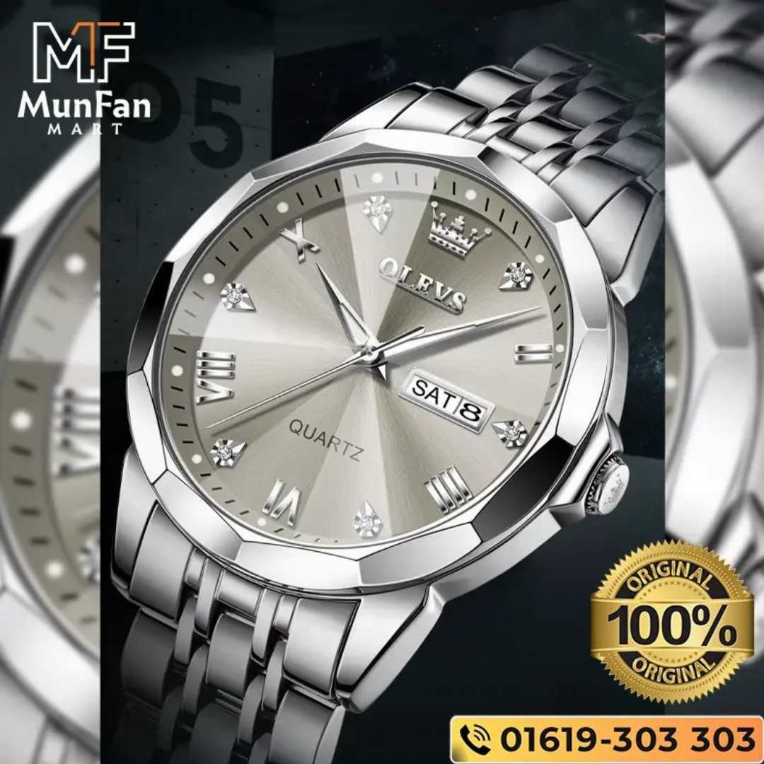 OLEVS,9931,Man’s,Premium,Watch,Silver,Gray